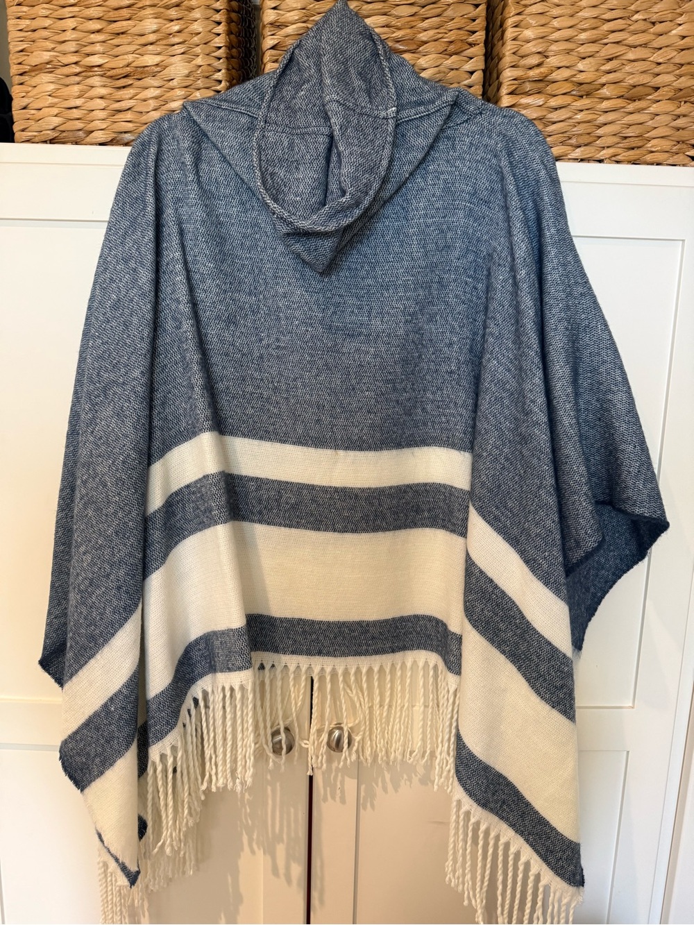 Coastal Blue & Cream Poncho